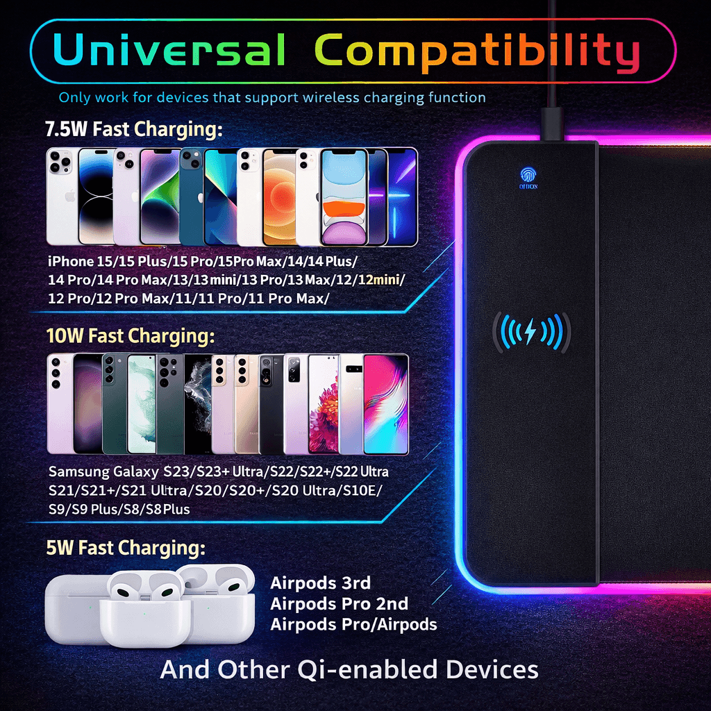 PowerGrid™ RGB Wireless Charging Deskmat